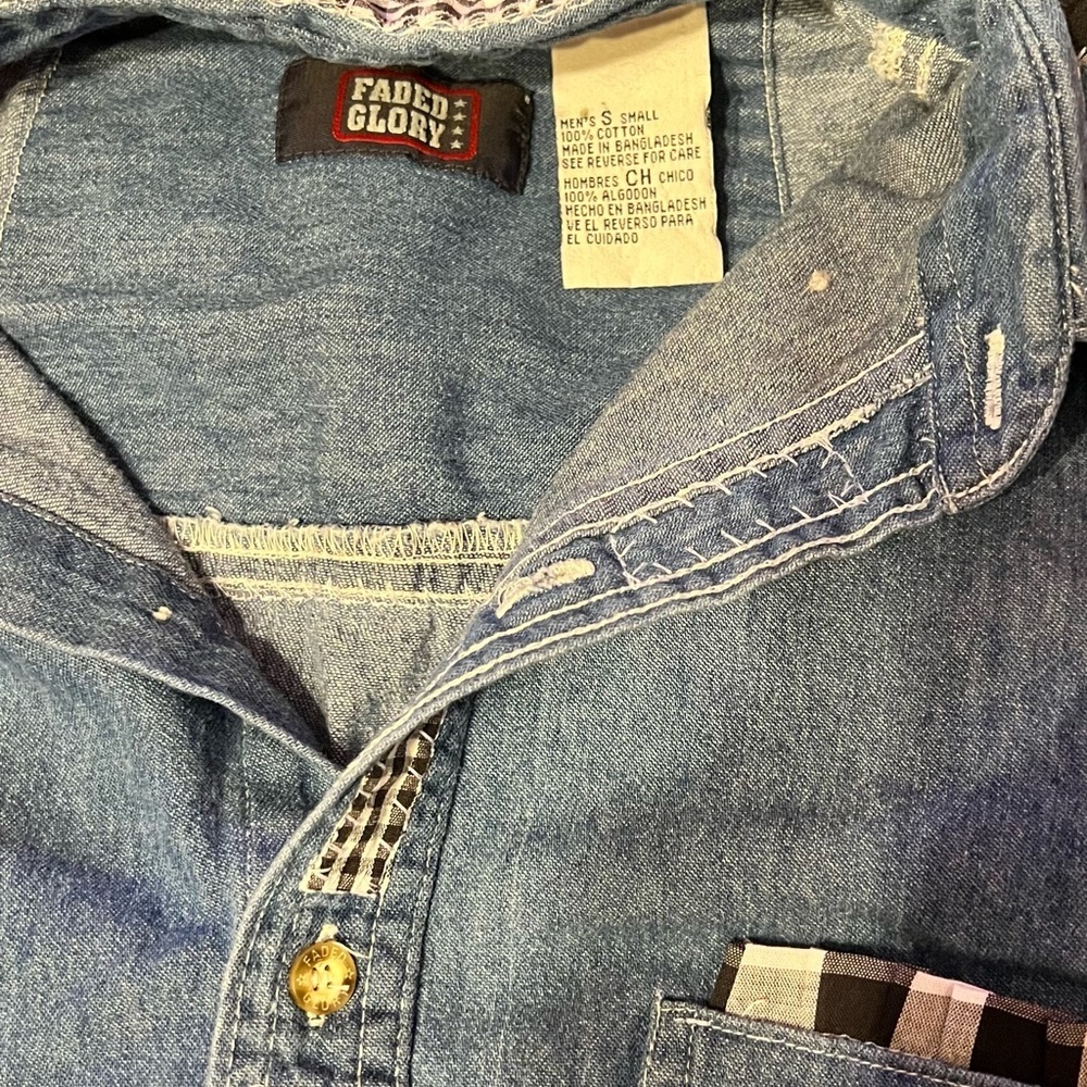 Vtg Crafted Denim Patchwork Button Up Crop Top Women’s Size 12-14 - Picture 4 of 8